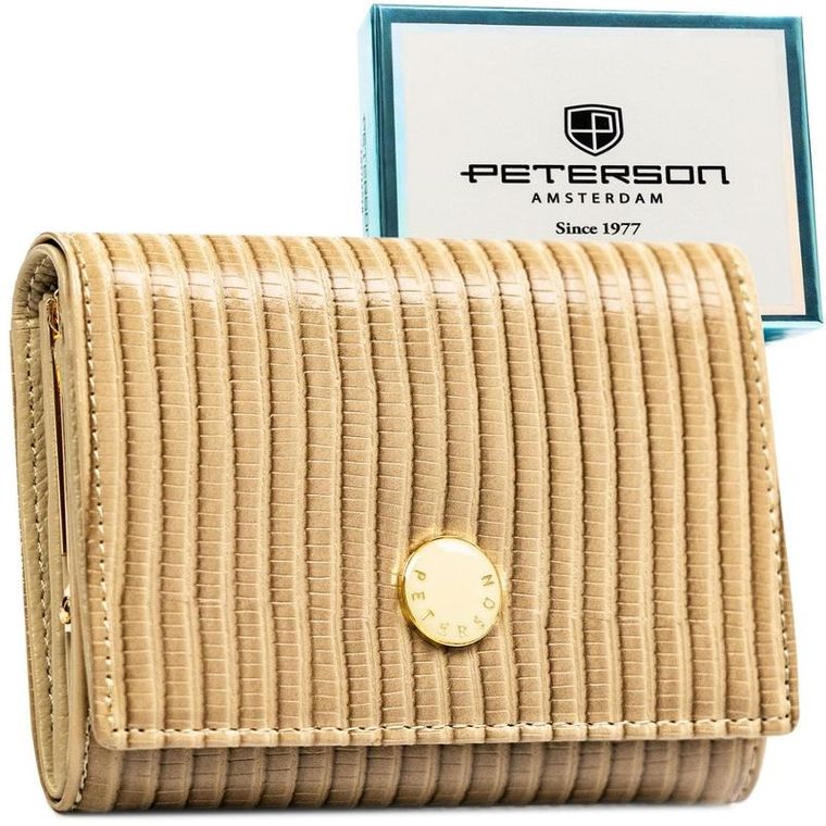 Portfel, beżowy, skóra ekologiczna, Peterson