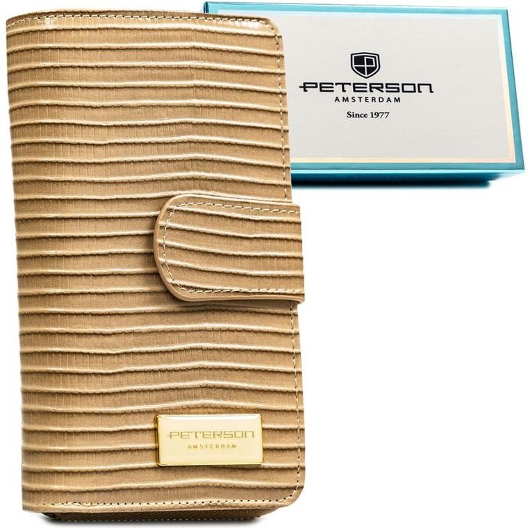 Portfel, beżowy, skóra ekologiczna, Peterson
