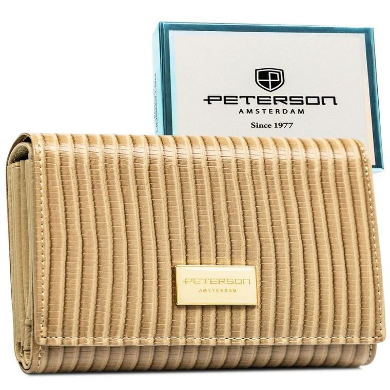 Portfel, beżowy, skóra ekologiczna, Peterson