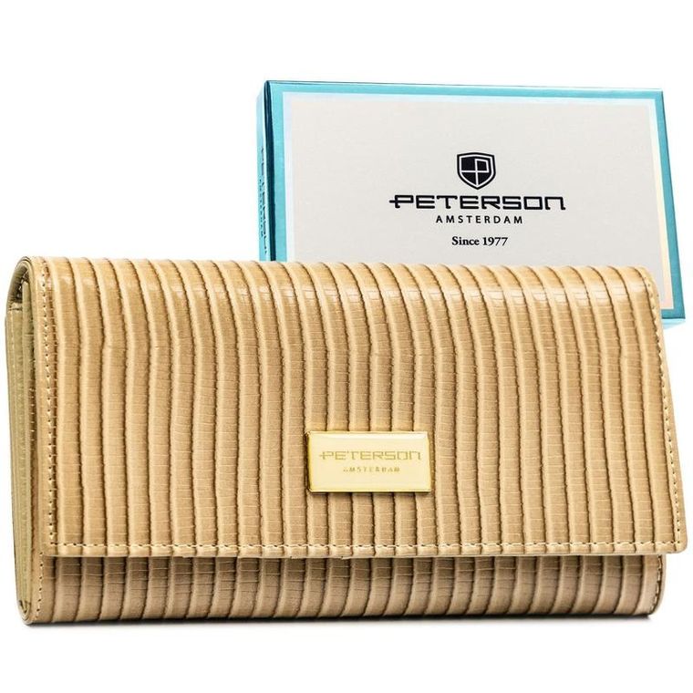 Portfel, beżowy, skóra ekologiczna, Peterson