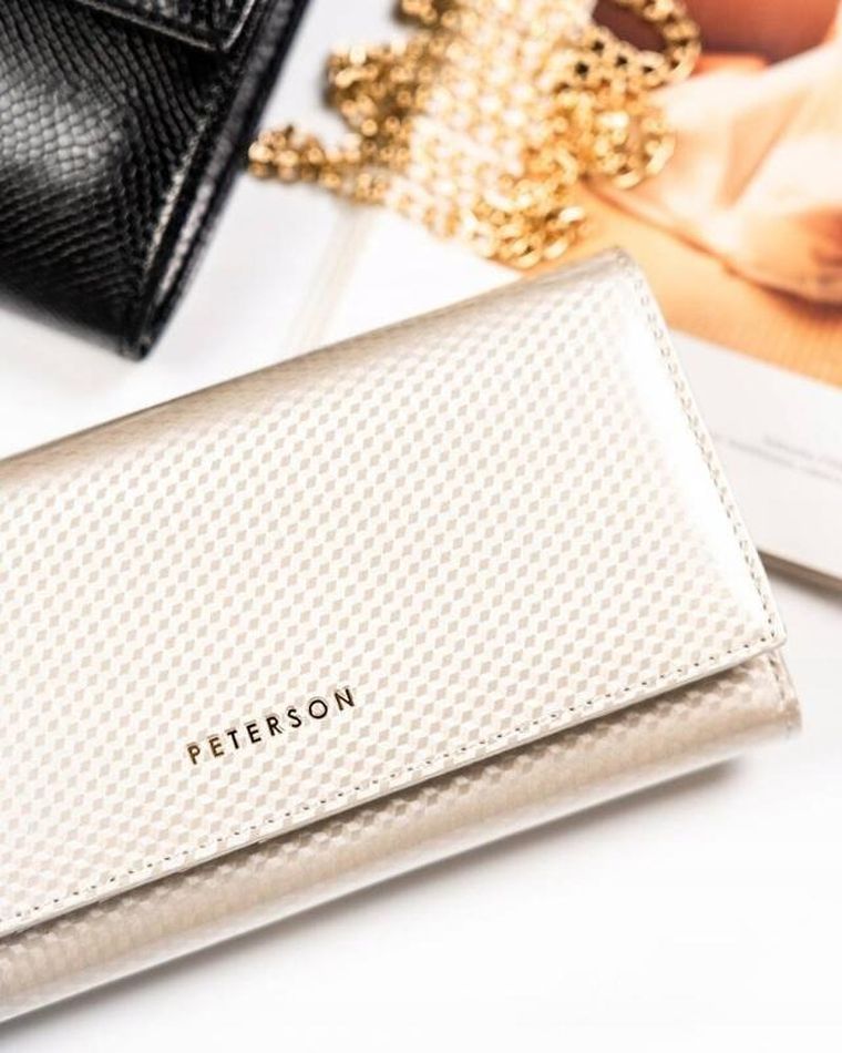 Portfel, beżowy, skórzany, Peterson