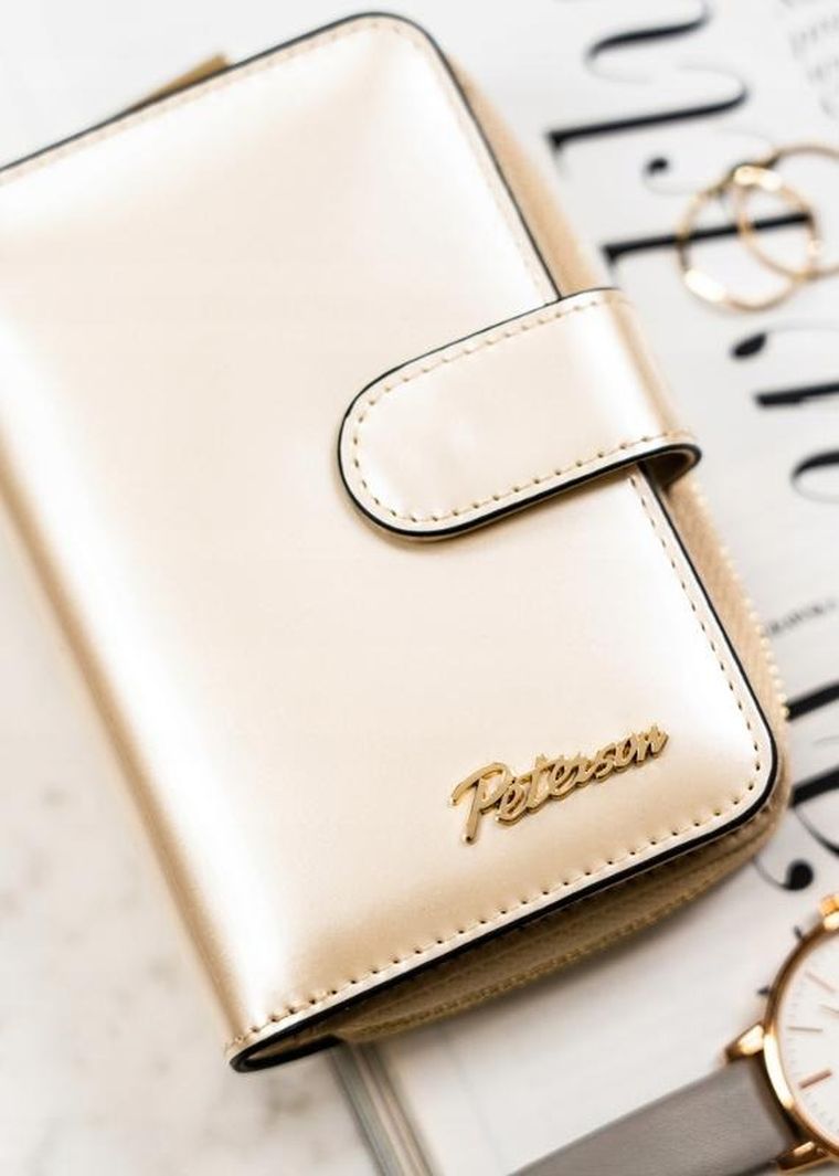 Portfel, beżowy, skórzany, Peterson