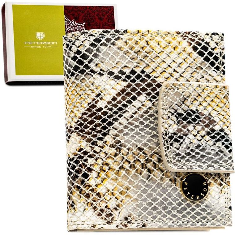 Portfel, beżowy, skórzany, Peterson