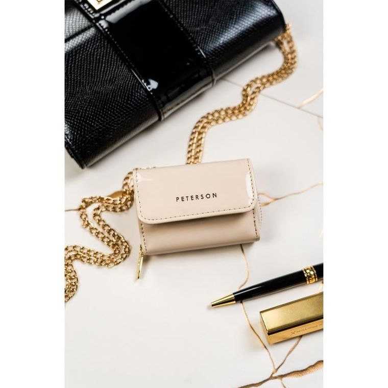 Portfel, beżowy, skórzany, RFID, Peterson