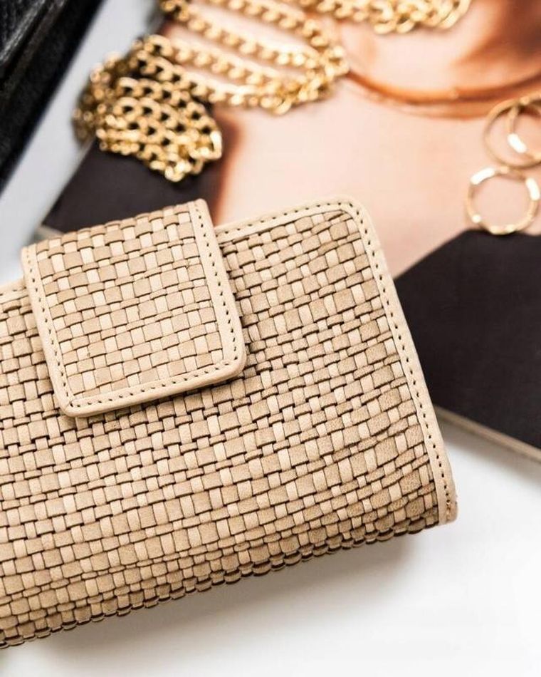 Portfel, beżowy, skórzany, RFID, Rovicky