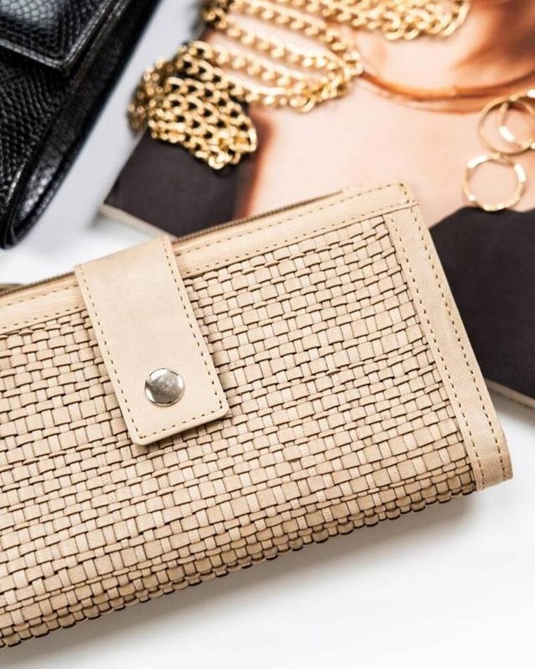 Portfel, beżowy, skórzany, RFID, Rovicky