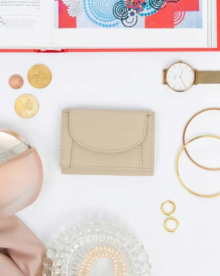 Portfel, beżowy, skórzany, Rovicky