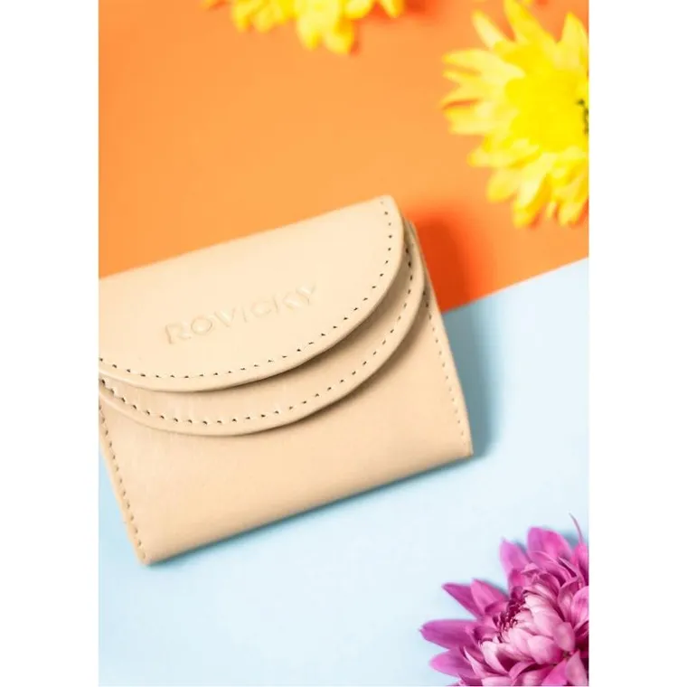 Portfel, beżowy, skórzany, Rovicky