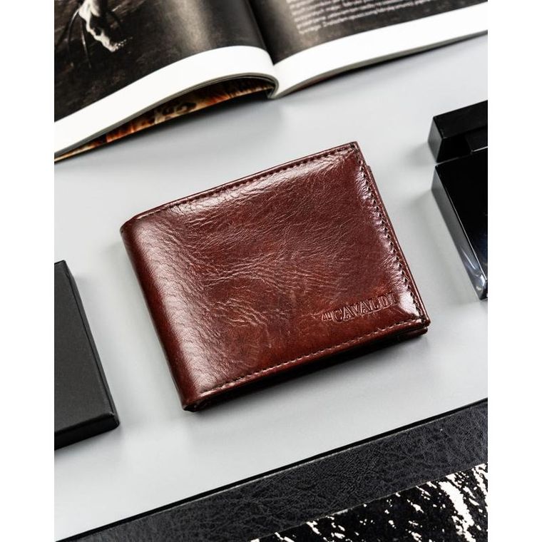 Portfel, brązowy, skóra ekologiczna, 4U Cavaldi
