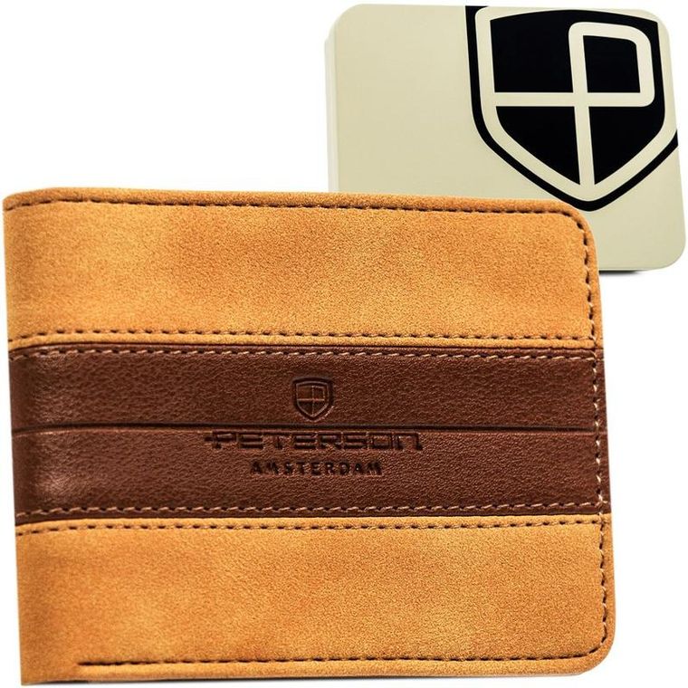 Portfel, brązowy, skóra ekologiczna, Peterson