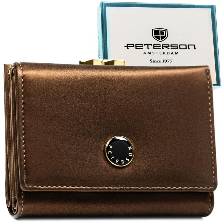 Portfel, brązowy, skóra naturalna i ekologiczna, Peterson
