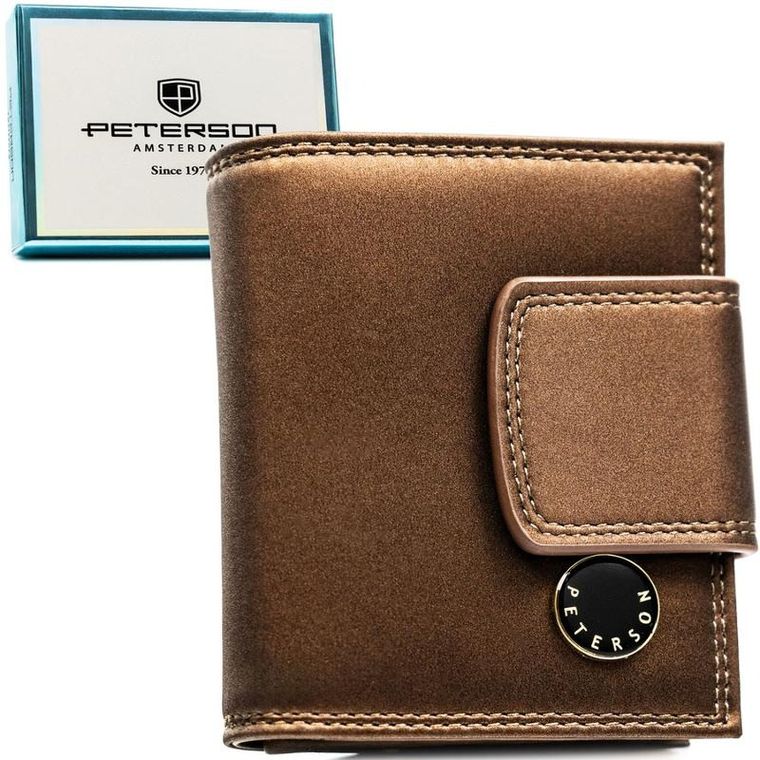 Portfel, brązowy, skóra naturalna i ekologiczna, Peterson