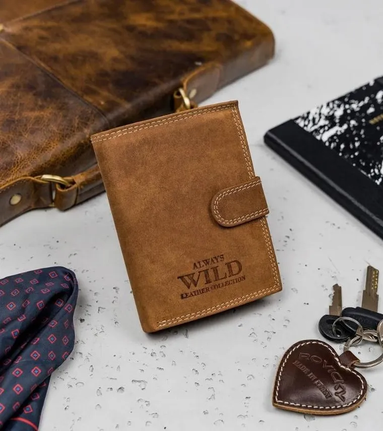 Portfel, brązowy, skórzany, Always Wild