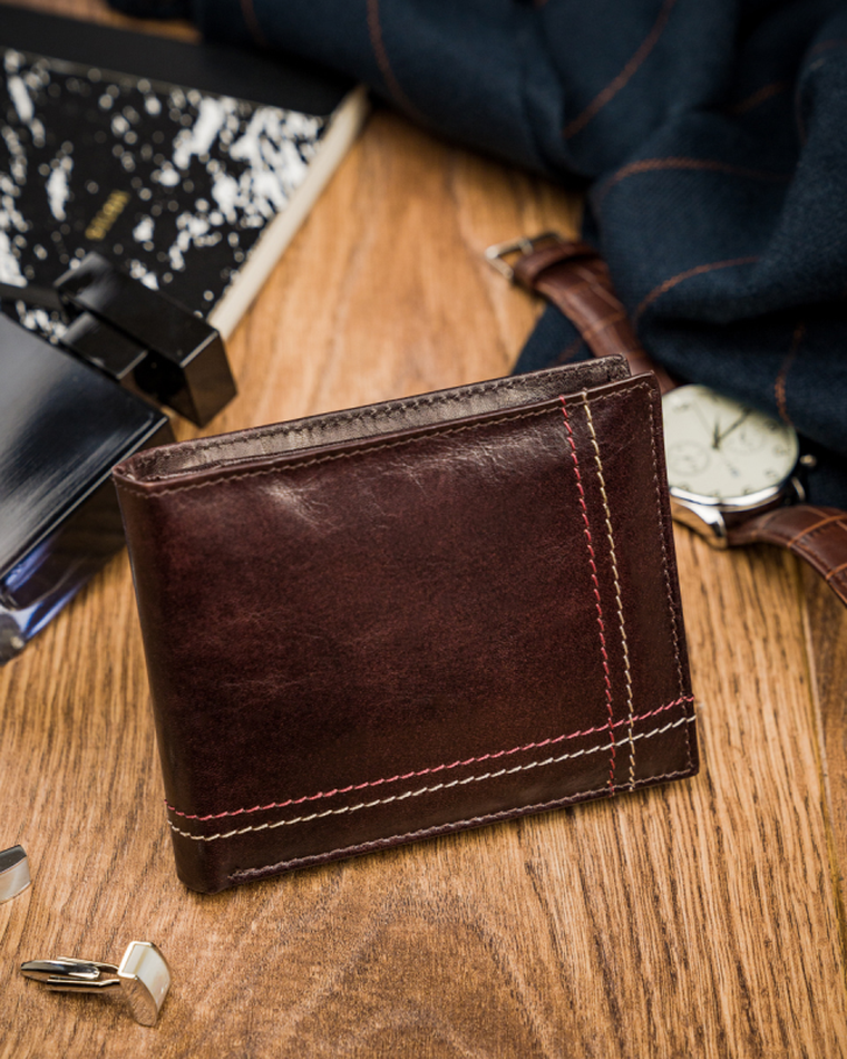 Portfel, brązowy, skórzany, Always Wild