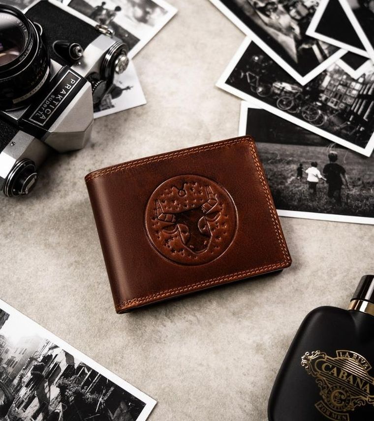 Portfel, brązowy, skórzany, byk, Peterson