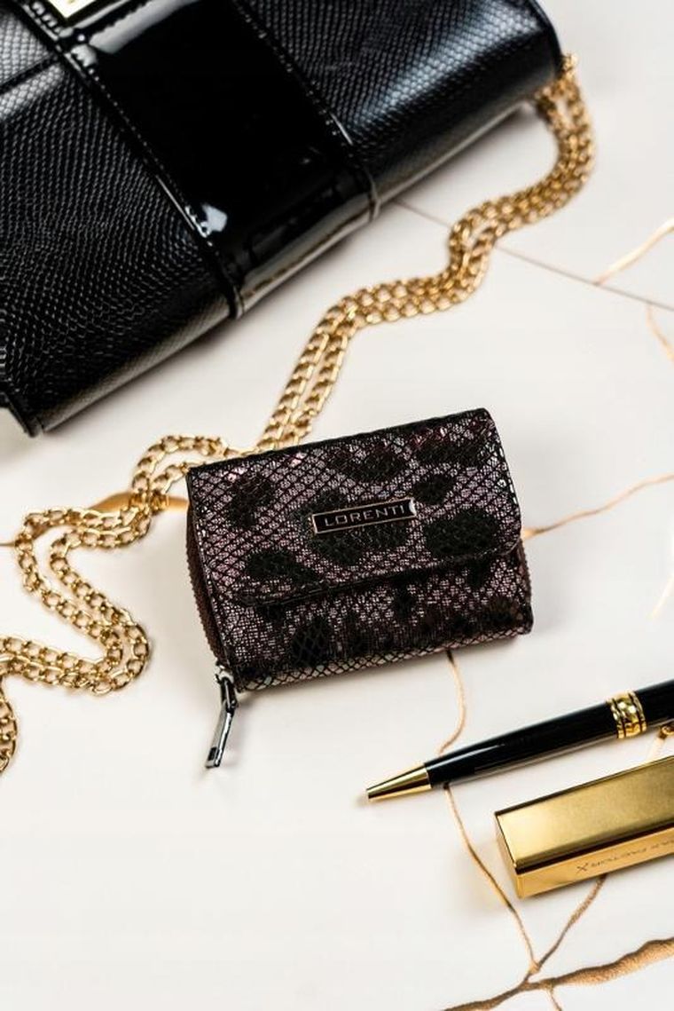 Portfel, brązowy, skórzany, Lorenti