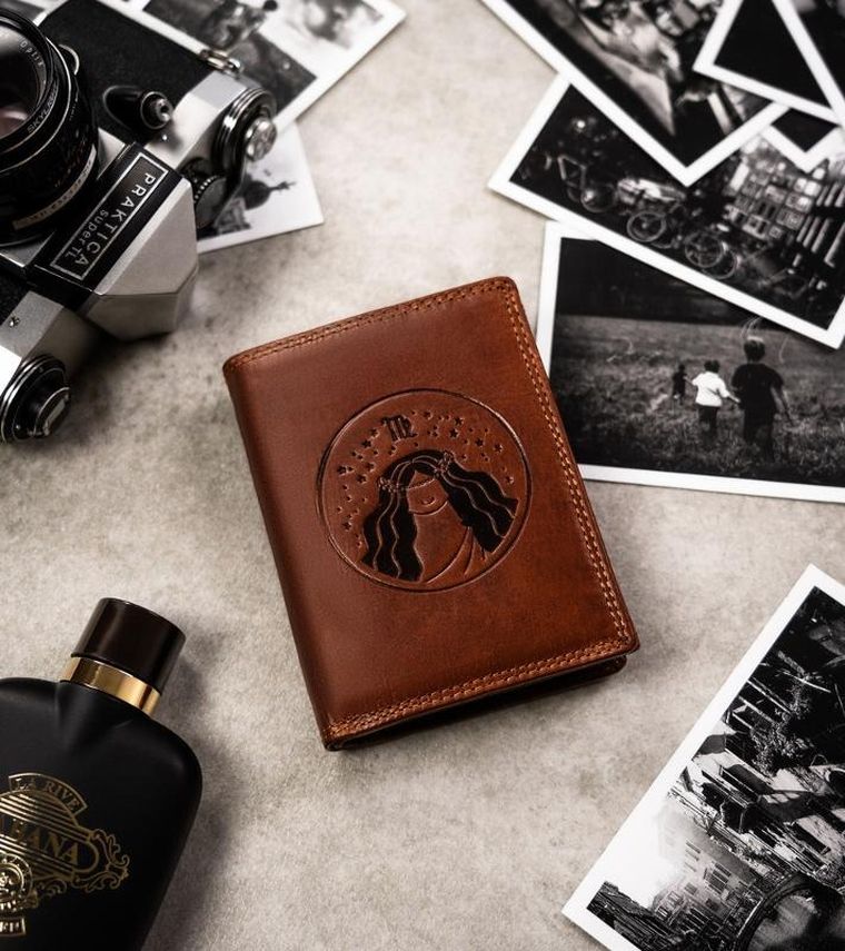 Portfel, brązowy, skórzany, panna, Peterson