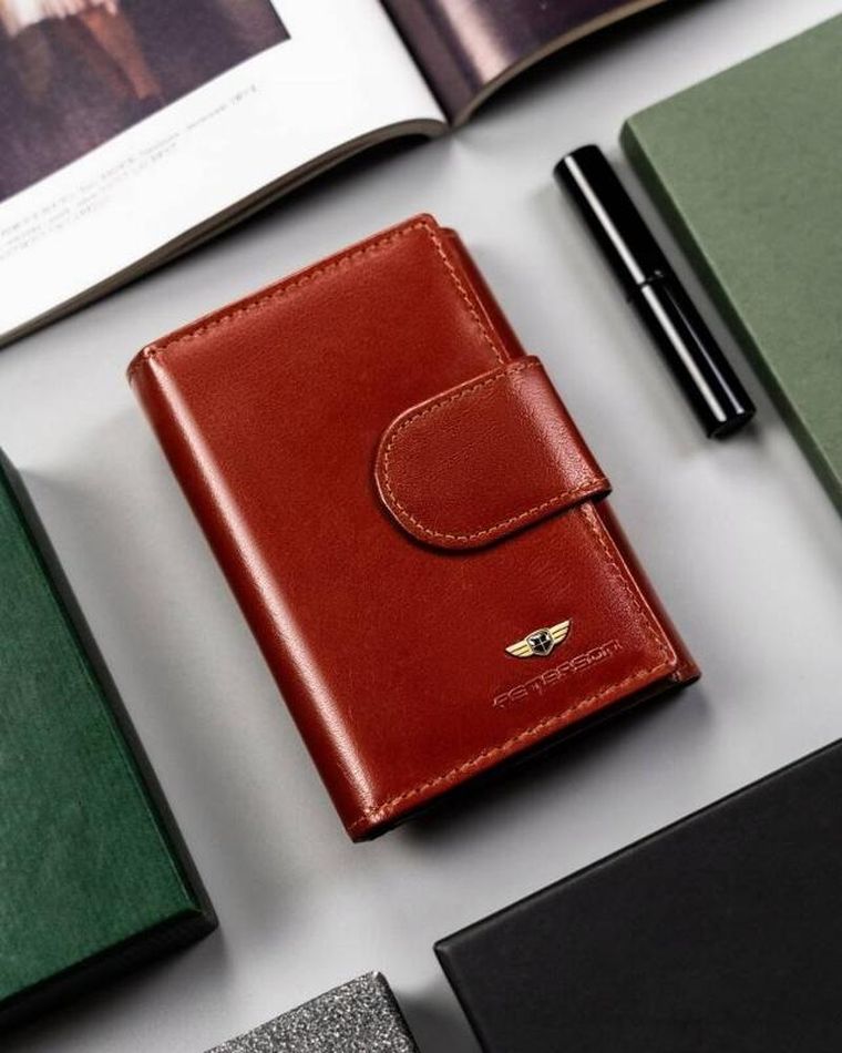 Portfel, brązowy, skórzany, Peterson