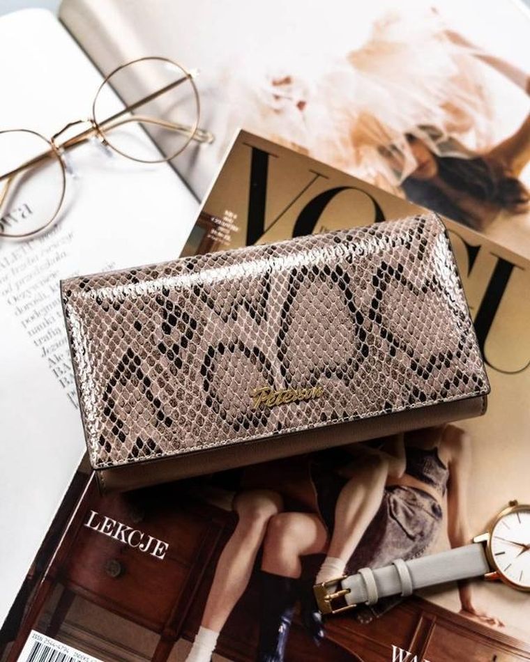 Portfel, brązowy, skórzany, Peterson