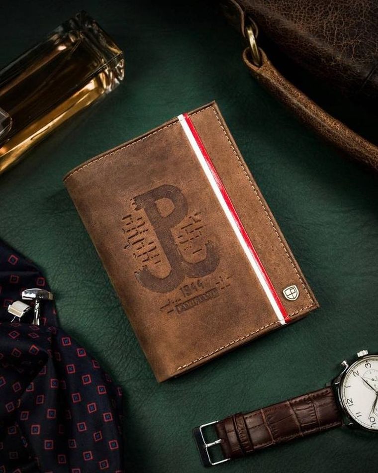 Portfel, brązowy, skórzany, Peterson