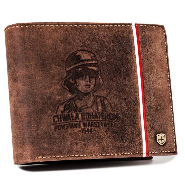 Portfel, brązowy, skórzany, Peterson