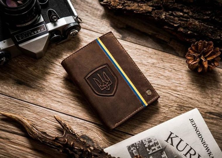 Portfel, brązowy, skórzany, Peterson