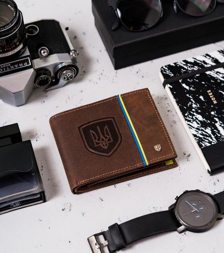 Portfel, brązowy, skórzany, Peterson