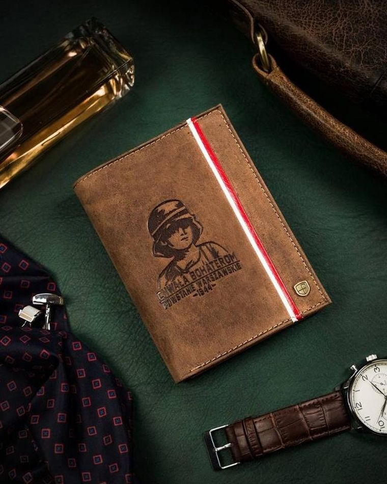 Portfel, brązowy, skórzany, Peterson