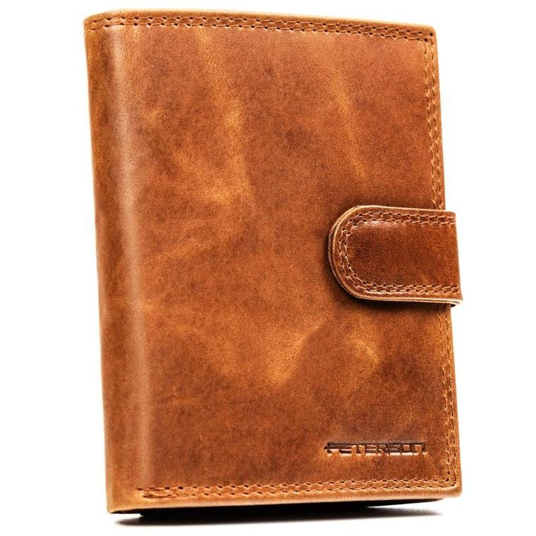 Portfel, brązowy, skórzany, Peterson