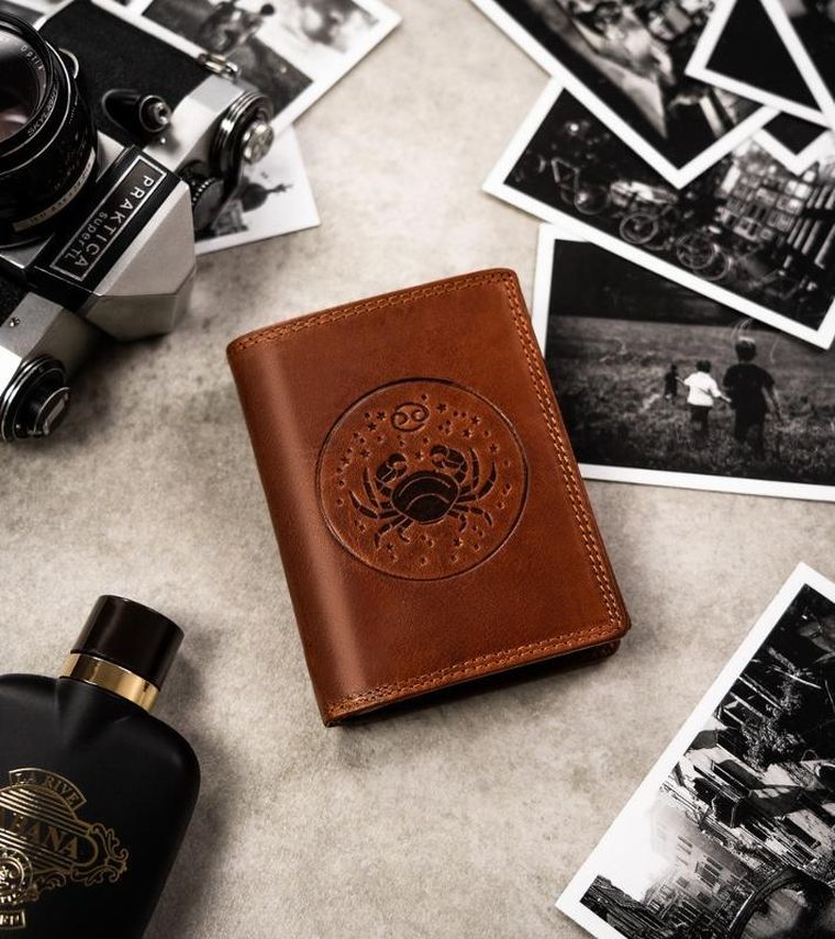 Portfel, brązowy, skórzany, rak, Peterson