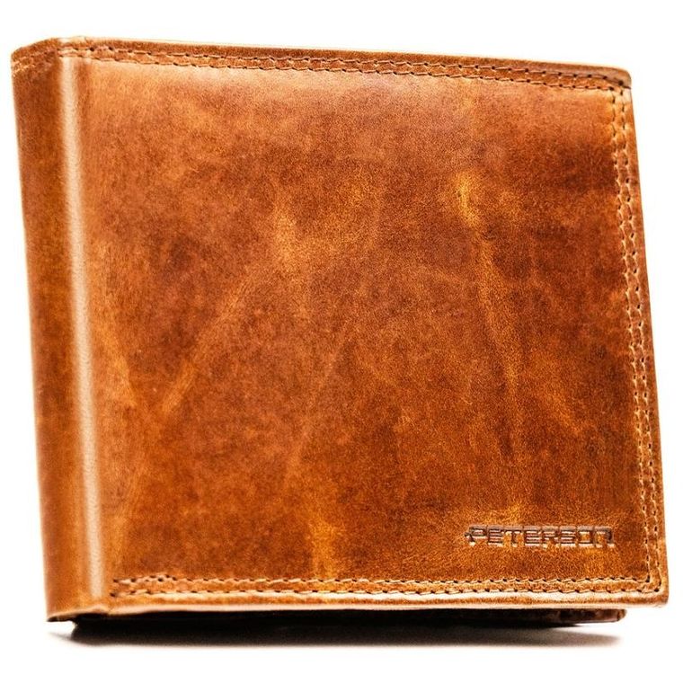 Portfel, brązowy, skórzany, RFID, Peterson