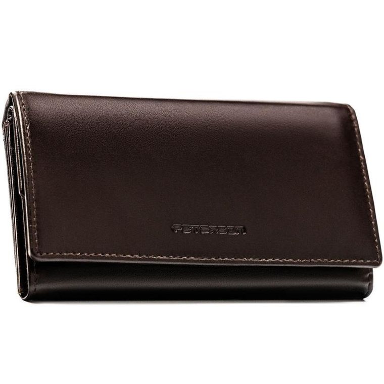 Portfel, brązowy, skórzany, RFID, Peterson