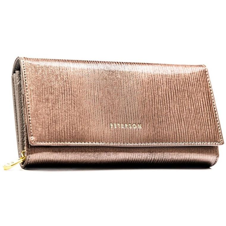 Portfel, brązowy, skórzany, RFID, Peterson