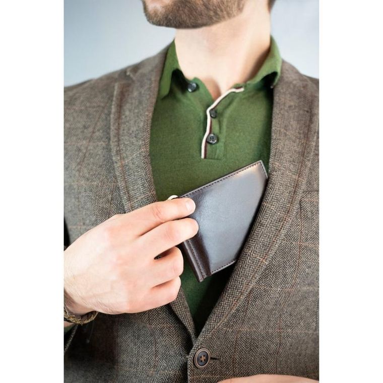 Portfel, brązowy, skórzany, RFID, Rovicky