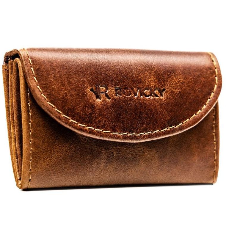 Portfel, brązowy, skórzany, RFID, Rovicky