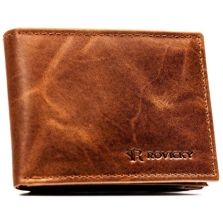 Portfel, brązowy, skórzany, Rovicky