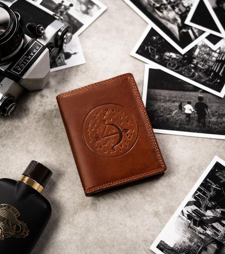 Portfel, brązowy, skórzany, strzelec, Peterson