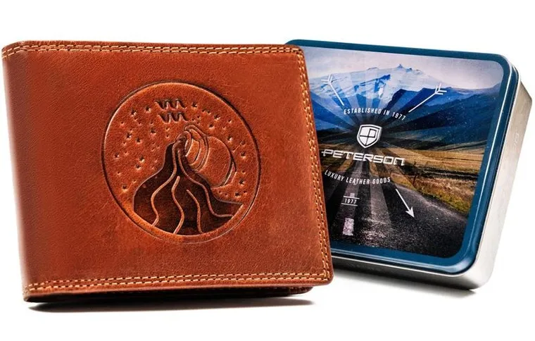 Portfel, brązowy, skórzany, wodnik, Peterson