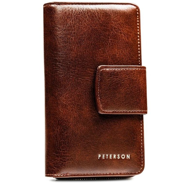 Portfel, ciemnobrązowy, skóra ekologiczna, Peterson