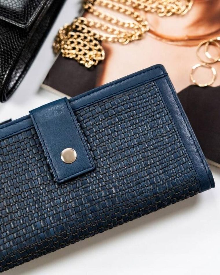 Portfel, ciemnoniebieski, skórzany, RFID, Rovicky