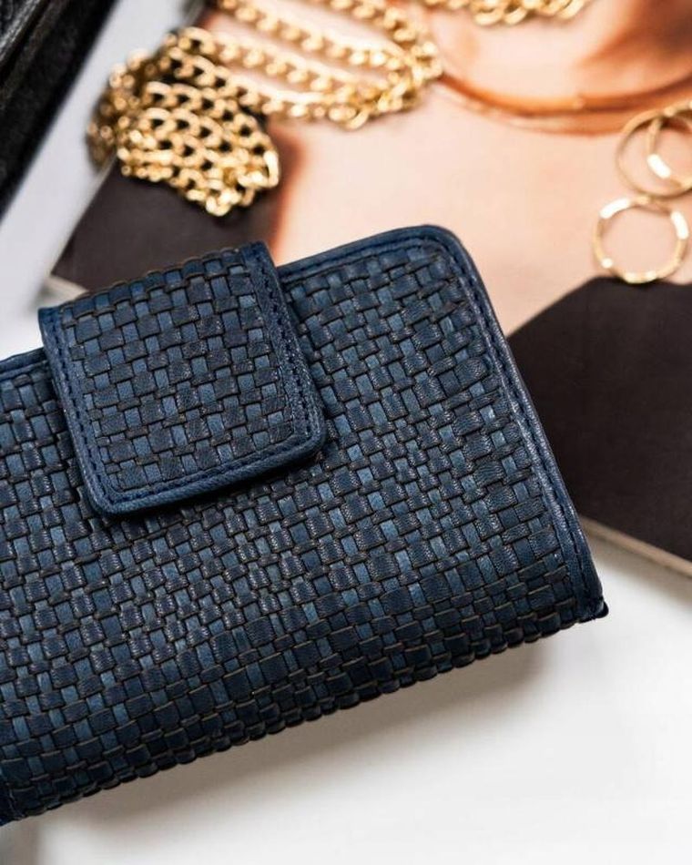 Portfel, ciemnoniebieski, skórzany, RFID, Rovicky