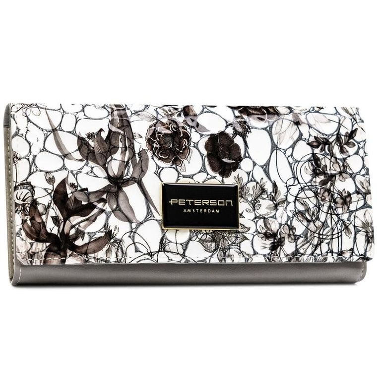Portfel, czarno-biały, skórzany, Peterson