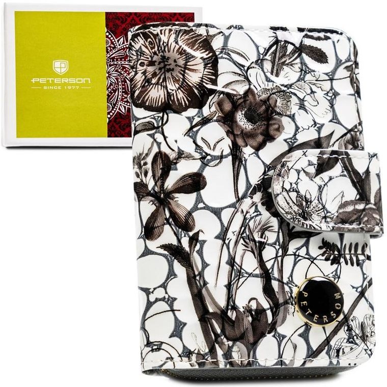 Portfel, czarno-biały, skórzany, Peterson