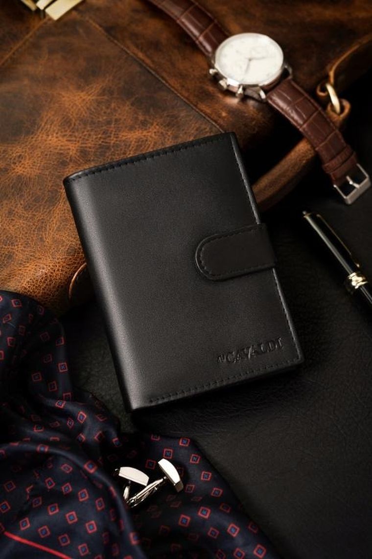 Portfel, czarny, skóra ekologiczna, 4U Cavaldi