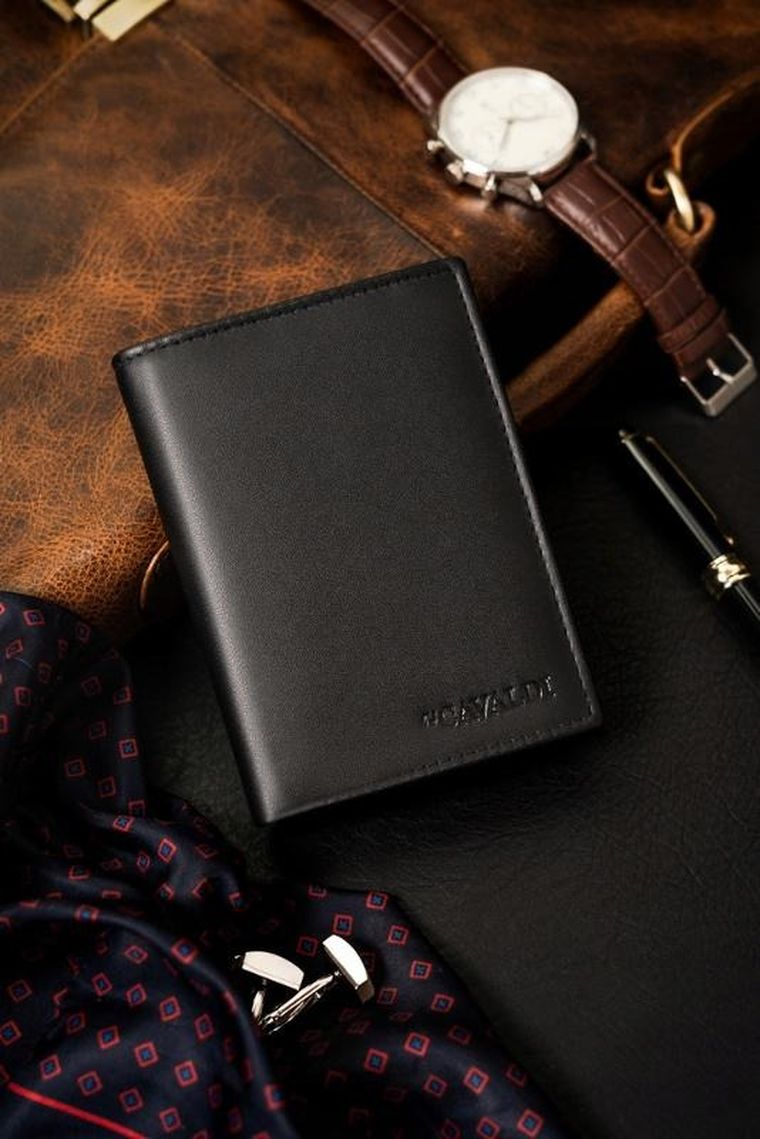 Portfel, czarny, skóra ekologiczna, 4U Cavaldi