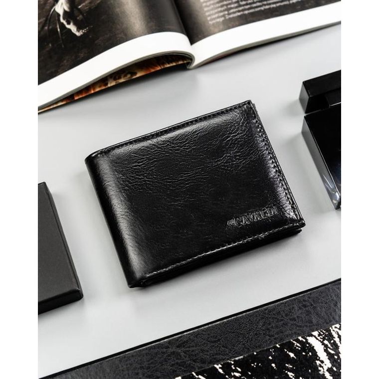 Portfel, czarny, skóra ekologiczna, 4U Cavaldi