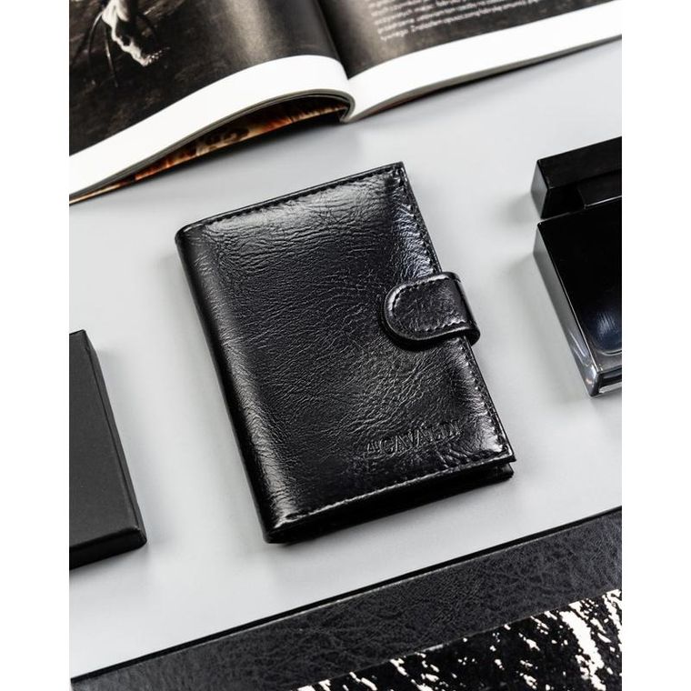 Portfel, czarny, skóra ekologiczna, 4U Cavaldi