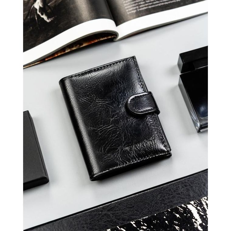 Portfel, czarny, skóra ekologiczna, 4U Cavaldi