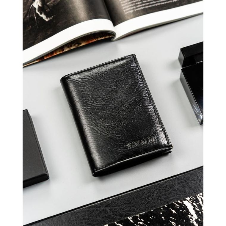 Portfel, czarny, skóra ekologiczna, 4U Cavaldi