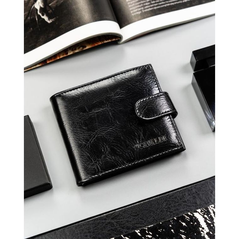 Portfel, czarny, skóra ekologiczna, 4U Cavaldi